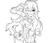 Coloriage Ambre avec le signe de victoire