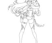 Coloriage Ambre en noir et blanc Genshin Impact