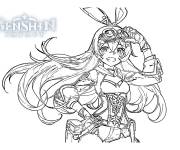 Coloriage Ambre mignonne Genshin Impact