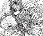 Coloriage Beau gar&ccedil;on en action Genshin Impact
