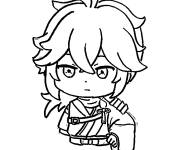 Coloriage Chibi kazuha Genshin Impact