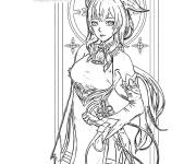 Coloriage Fille Ganyu de Genshin Impact corps entier