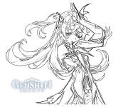 Coloriage Fischl de Genshin Impact