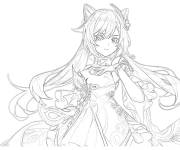 Coloriage Keqing Genshin Impact pour ados