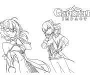 Coloriage Lumine et Jean de Genshin Impact