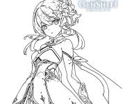 Coloriage Lumine Genshin en noir et blanc
