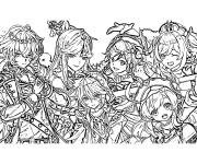 Coloriage Personnages f&eacute;minins du jeu Genshin Impact