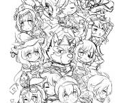 Coloriage Tous les personnages de Genshin Impact chibi