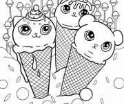 Coloriage Boules de glace en forme de chatons