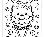 Coloriage et dessins gratuit Chaton sur glace au cerise à imprimer