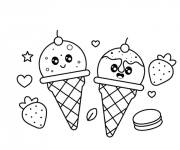 Coloriage Cones de Glace et Macaron