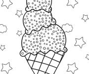 Coloriage cornet de gaufre à la crème glacée avec des étoiles