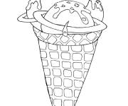 Coloriage Cornet de glace avec des boules comme des plan&egrave;tes