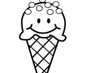 Coloriage Cornet de glace avec le visage heureux