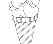 Coloriage Cornet de glace en forme de c&oelig;ur