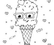Coloriage Cornet de glace mignon portant des lunettes