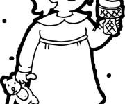 Coloriage Fille qui aime la glace