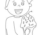 Coloriage Gar&ccedil;on tenant un cornet de glace