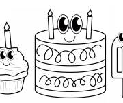 Coloriage G&acirc;teau et glaces pour c&eacute;l&eacute;brer la f&ecirc;te
