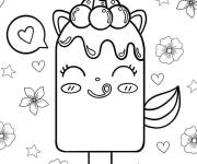 Coloriage Glace licorne Kawaii joyeuse