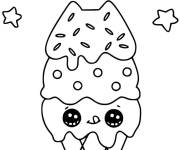 Coloriage et dessins gratuit Glace triple saveur kawaii à imprimer