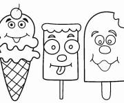 Coloriage Glaces en forme de visages rigolos