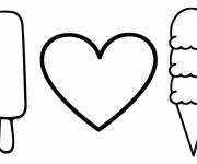 Coloriage Glaces et c&oelig;ur d'amour