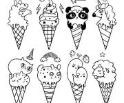 Coloriage Glaces kawaii en toute formes