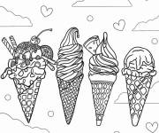 Coloriage Glaces molles en cornets