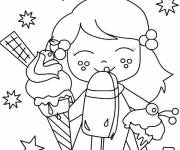 Coloriage La petite fille aimes la glace
