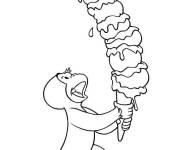 Coloriage Le singe tenant une &eacute;norme glace