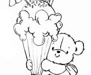 Coloriage Petit Ours partage une glace avec vous