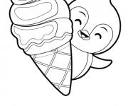 Coloriage Pingouin et glace &agrave; l'italienne