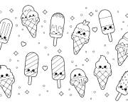 Coloriage et dessins gratuit Plusieurs glaces avec tous les saveurs à imprimer