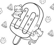 Coloriage Popsicle mignon avec des chats