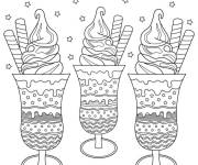 Coloriage Trois verres de Glace d&eacute;cor&eacute;es