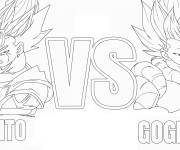 Coloriage Combat entre Gogeta et Vegito