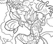 Coloriage Combat f&eacute;roce entre Gogeta et Broly