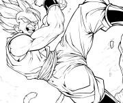 Coloriage Double coup de poing de Gogeta