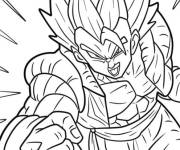 Coloriage Gogeta ass&egrave;ne un coup de poing puissant