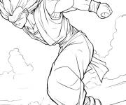 Coloriage Gogeta attaquant son adversaire Zamasu