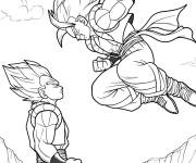 Coloriage Gogeta dans le ciel en attaquant Shenron