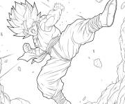 Coloriage Gogeta d&eacute;truit des rochers