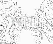 Coloriage Gogeta et Vegito dans un combat &agrave; mort