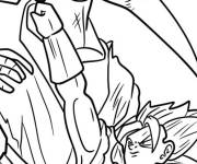 Coloriage Gogeta frappe son ennemi