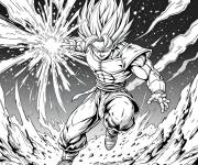 Coloriage Gogeta pr&eacute;pare la boule d'&eacute;nergie