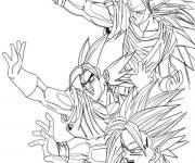 Coloriage Gog&eacute;ta, Sangoku, et Sangohan super saiyan