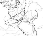 Coloriage Gogeta se d&eacute;place instantan&eacute;ment dans l'espace