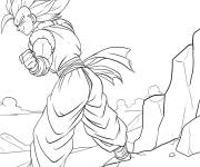 Coloriage Gogeta surveillant la falaise