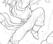 Coloriage La sc&egrave;ne h&eacute;ro&iuml;que de Gogeta